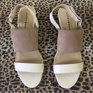 Lucky Brand Brown/Tan Heels Sandals 8.5